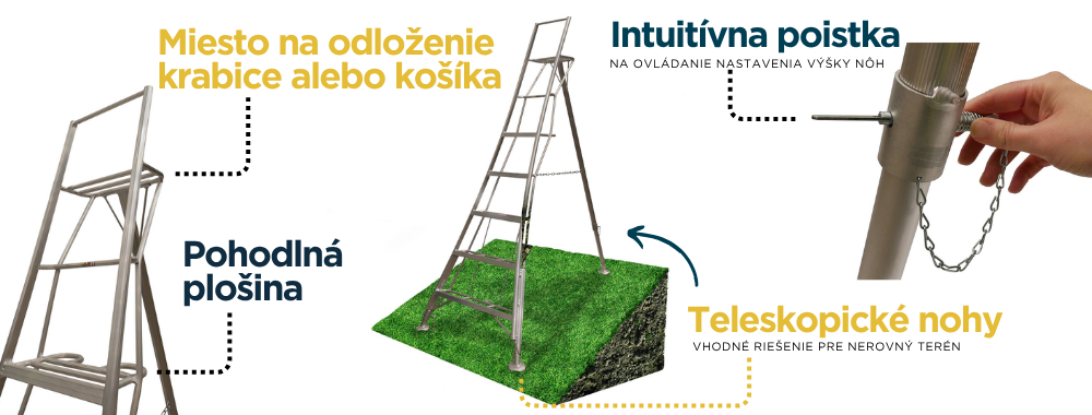 WERNER Trojnohy plne nastavitelny rebrik - detail 1